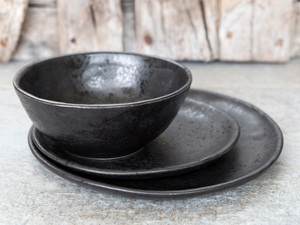 mexican food dish set black pottery
