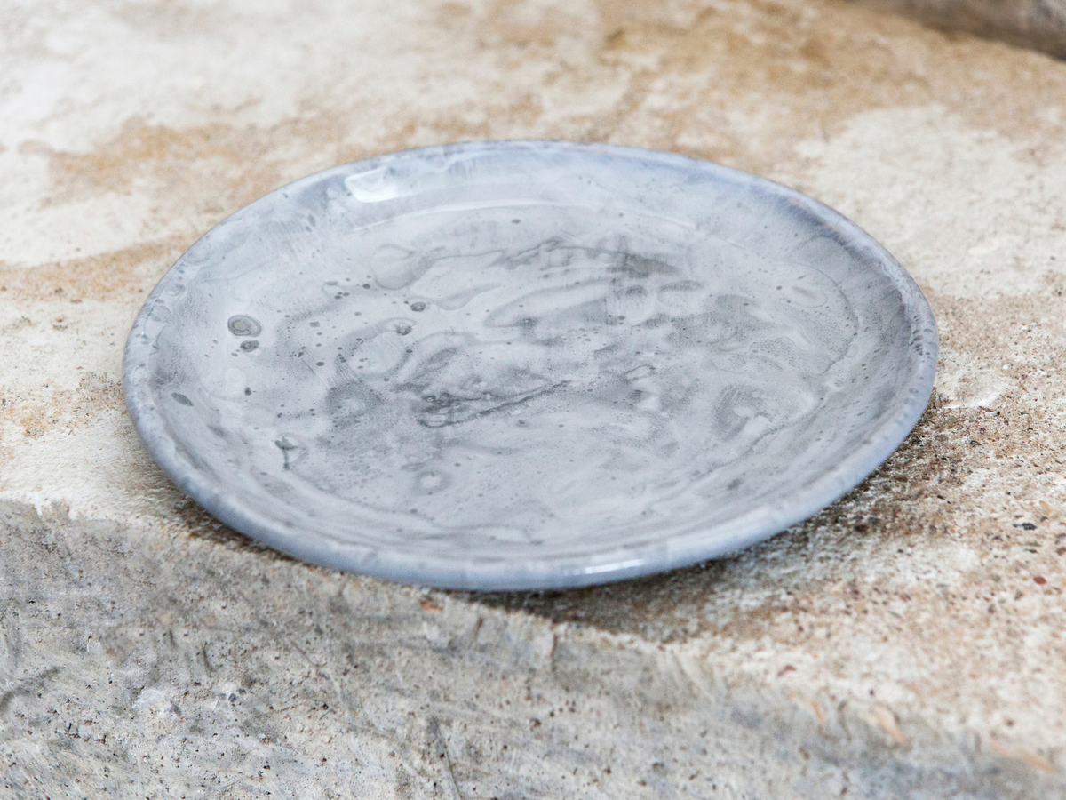 Shiny grey set of dinner plate and dessert plate – Mr. Bowl Ceramics