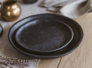 black stoneware dinnerware set rustic pottery dinner plates