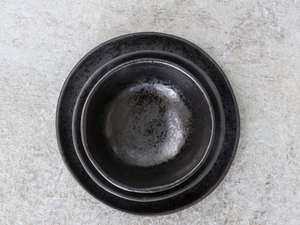 Black set for people of dinner plate, salad and soup bowl – Mr