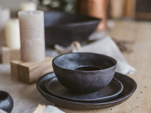 3-piece handmade pottery dinnerware set for 12 people